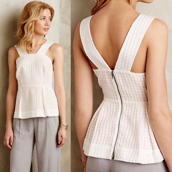 Maeve Tops - Maeve NWOT white & peach basket tank blouse